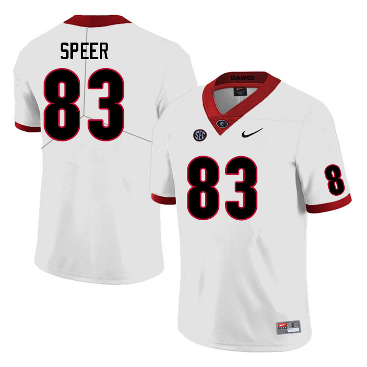 Men #83 Cole Speer Georgia Bulldogs College Football Jerseys Sale-White - Click Image to Close